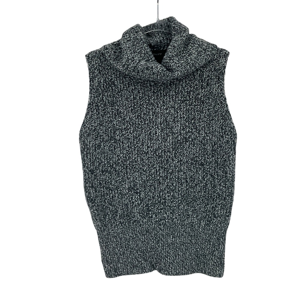 Theory Cashmere Sweater Vest Women S Grey Turtleneck Ribbed Knit Luxury Boho